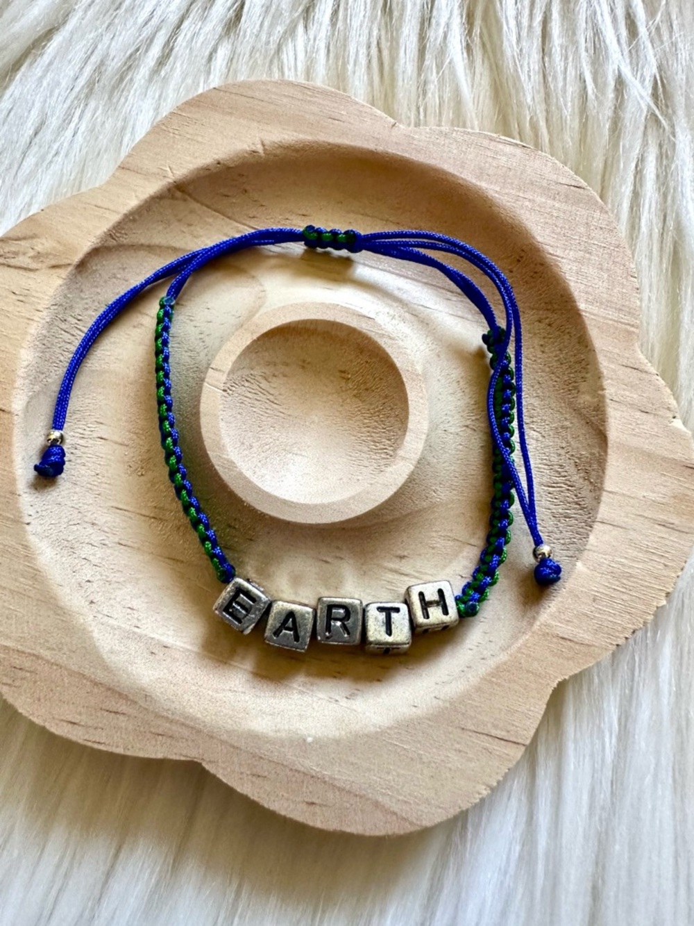 EARTH Beaded Cord Bracelet - Blue & Green